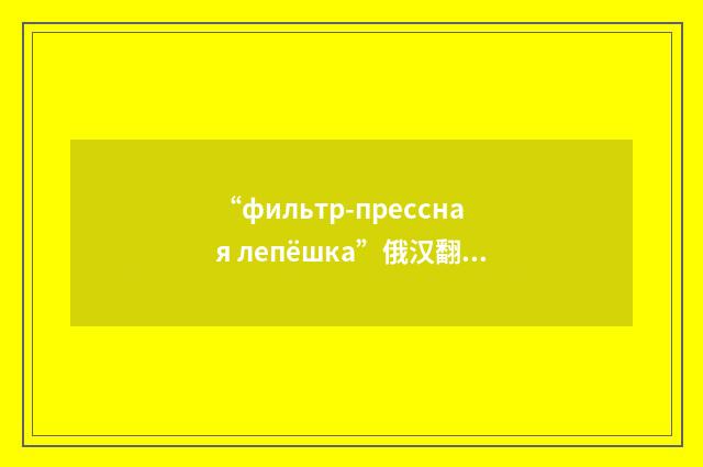 “фильтр-прессная лепёшка”俄汉翻译