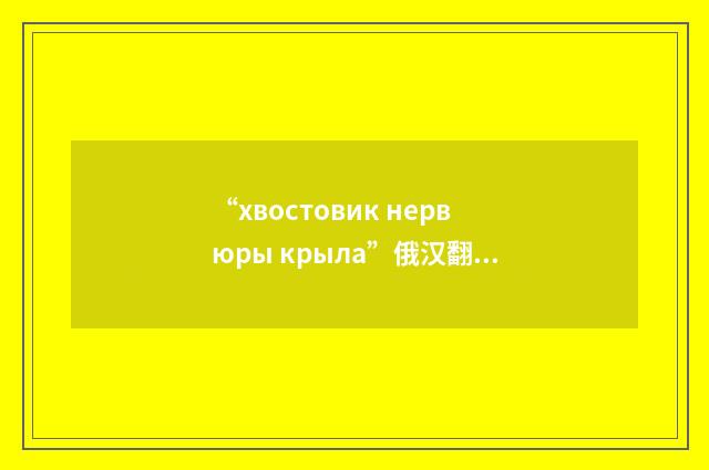 “хвостовик нервюры крыла”俄汉翻译
