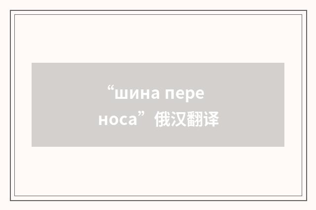 “шина переноса”俄汉翻译