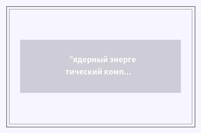 “ядерный энергетический комплекс”俄汉翻译
