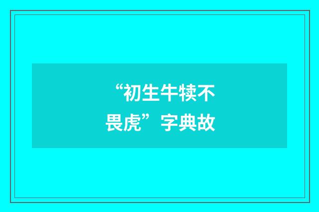 “初生牛犊不畏虎”字典故