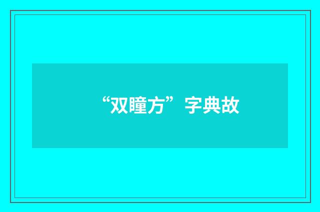 “双瞳方”字典故