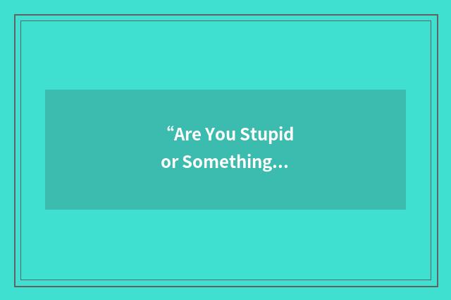 “Are You Stupid or Something?”缩略