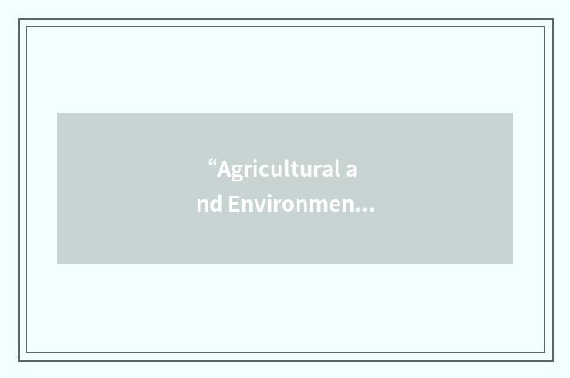 “Agricultural and Environmental Sciences”缩略