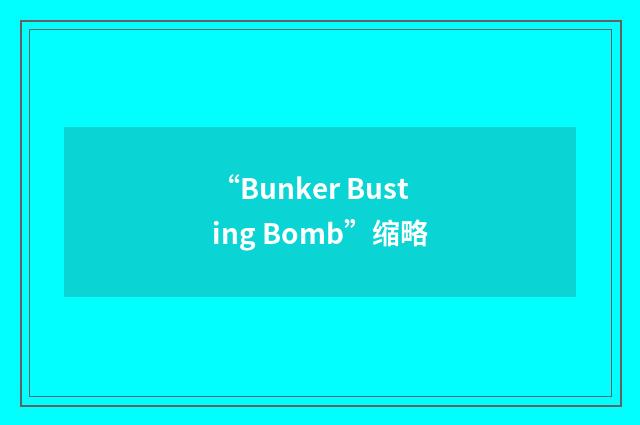 “Bunker Busting Bomb”缩略
