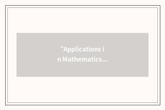 “Applications in Mathematics for High Schools”缩略
