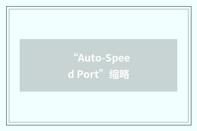 “Auto-Speed Port”缩略