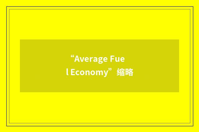 “Average Fuel Economy”缩略