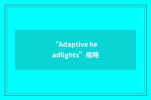 “Adaptive headlights”缩略