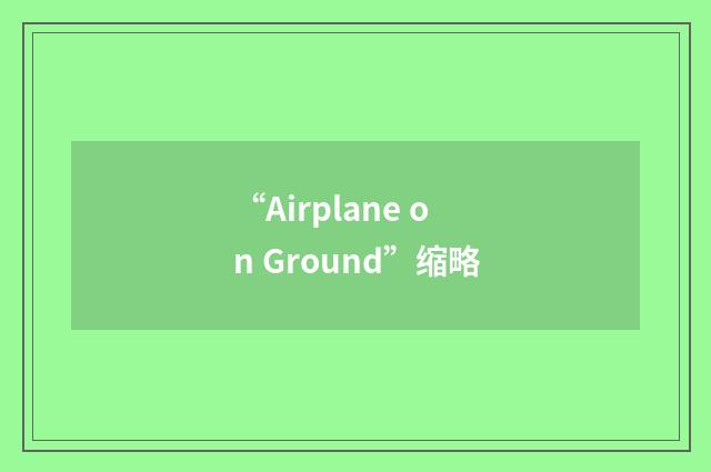 “Airplane on Ground”缩略