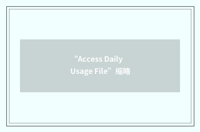 “Access Daily Usage File”缩略