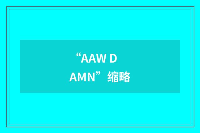 “AAW DAMN”缩略