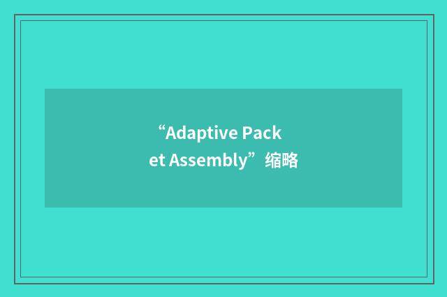 “Adaptive Packet Assembly”缩略