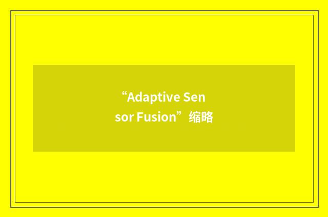 “Adaptive Sensor Fusion”缩略