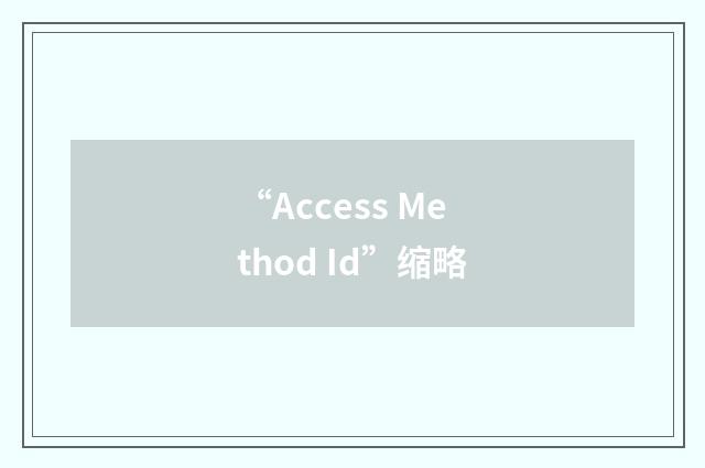 “Access Method Id”缩略