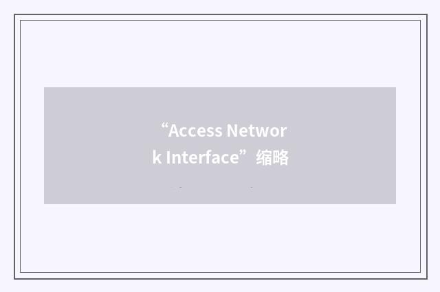 “Access Network Interface”缩略