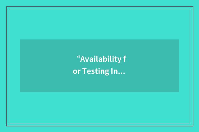 “Availability for Testing Index”缩略