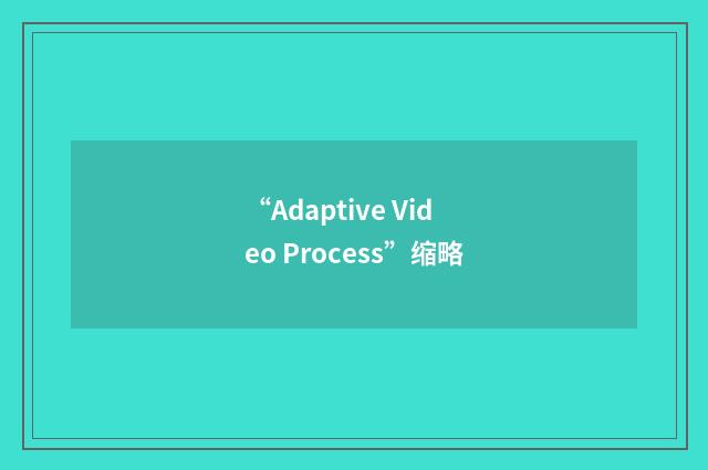“Adaptive Video Process”缩略