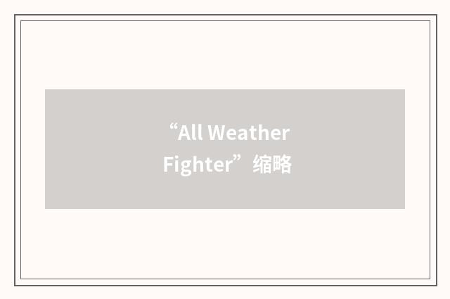 “All Weather Fighter”缩略