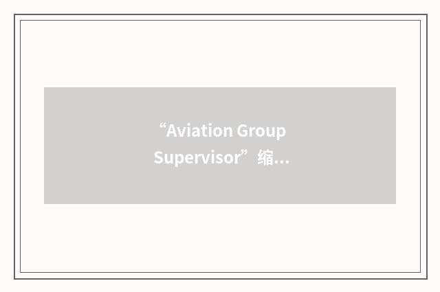 “Aviation Group Supervisor”缩略