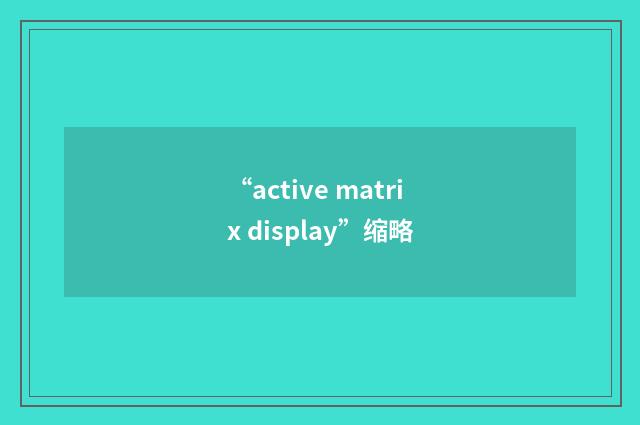 “active matrix display”缩略