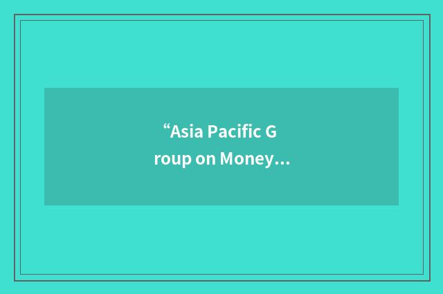 “Asia Pacific Group on Money Laundering”缩略