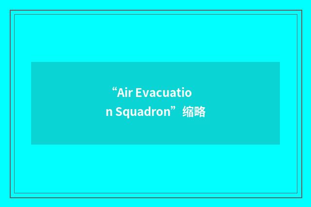 “Air Evacuation Squadron”缩略