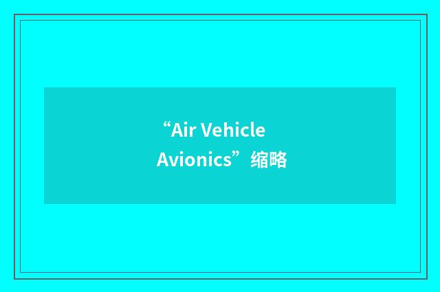 “Air Vehicle Avionics”缩略