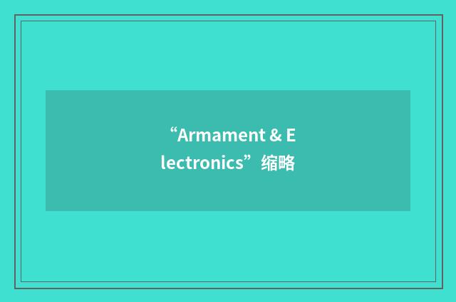 “Armament & Electronics”缩略