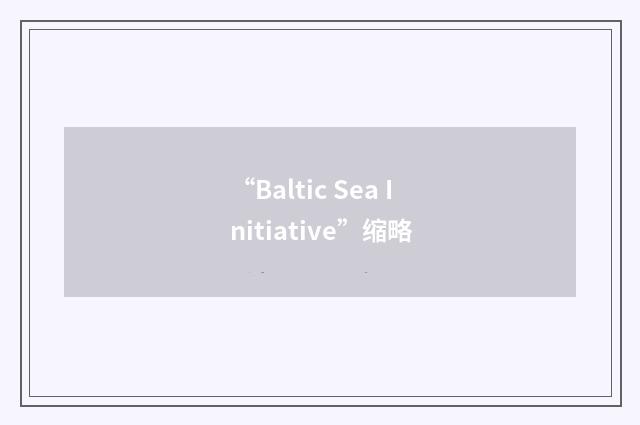 “Baltic Sea Initiative”缩略