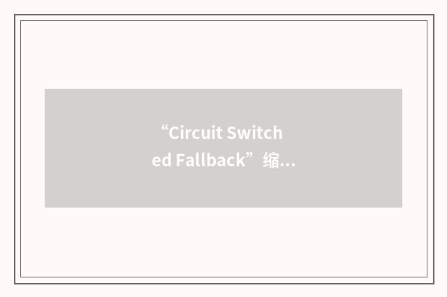 “Circuit Switched Fallback”缩略