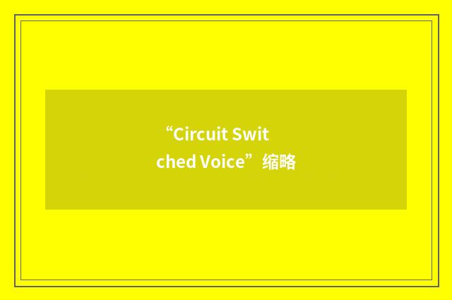 “Circuit Switched Voice”缩略