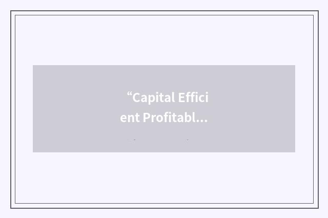 “Capital Efficient Profitable Growth”缩略