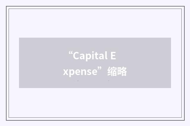 “Capital Expense”缩略
