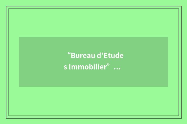 “Bureau d'Etudes Immobilier”缩略