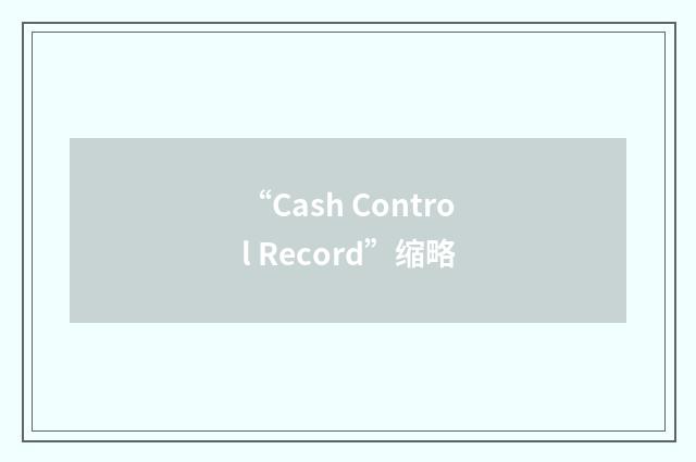 “Cash Control Record”缩略