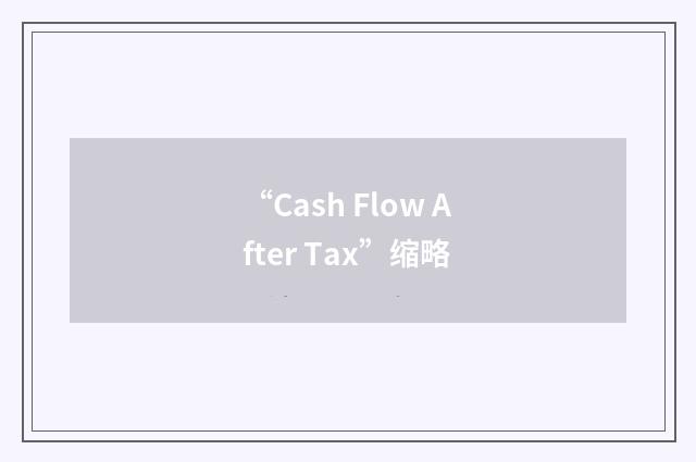 “Cash Flow After Tax”缩略