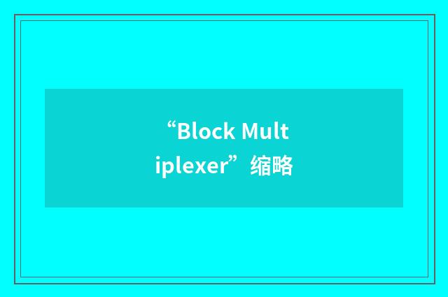 “Block Multiplexer”缩略