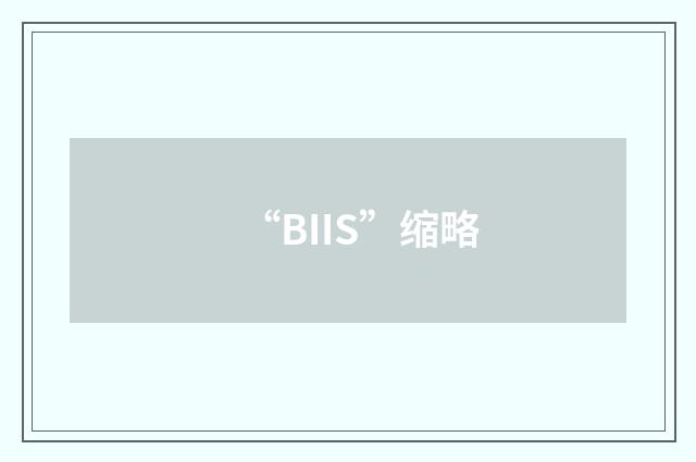 “BIIS”缩略