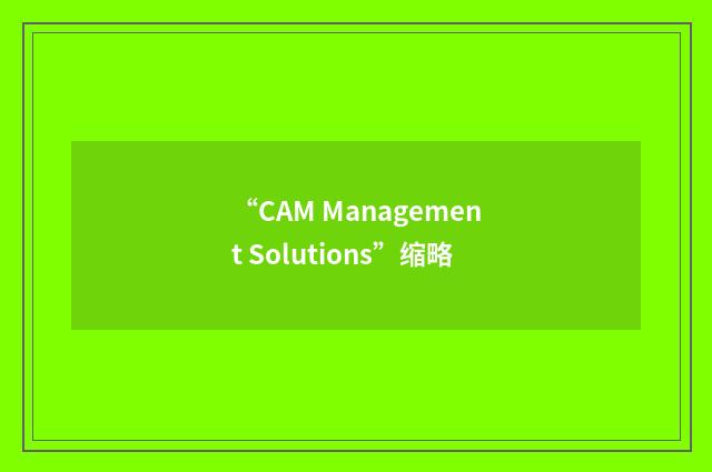 “CAM Management Solutions”缩略