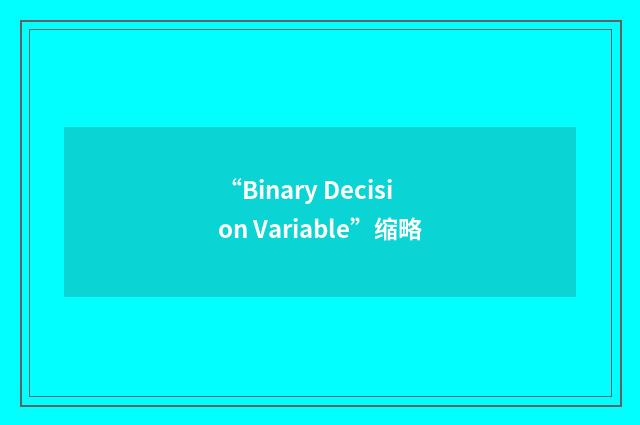 “Binary Decision Variable”缩略