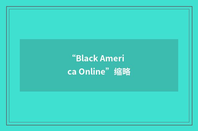 “Black America Online”缩略