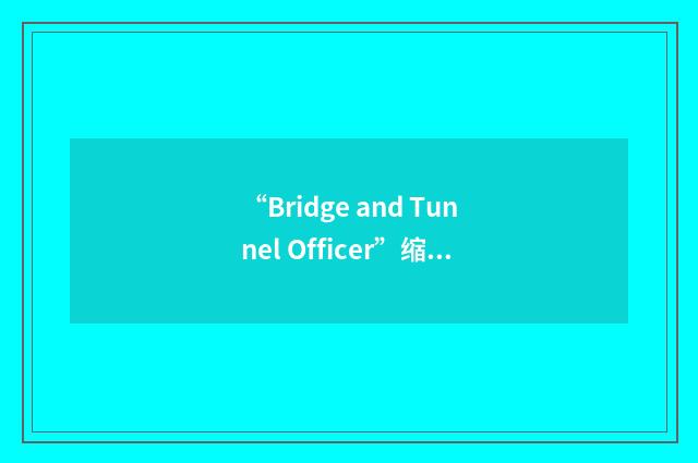 “Bridge and Tunnel Officer”缩略