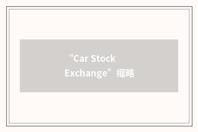 “Car Stock Exchange”缩略