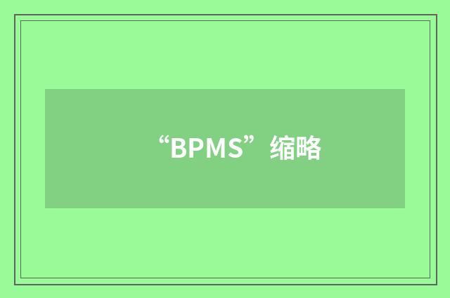 “BPMS”缩略