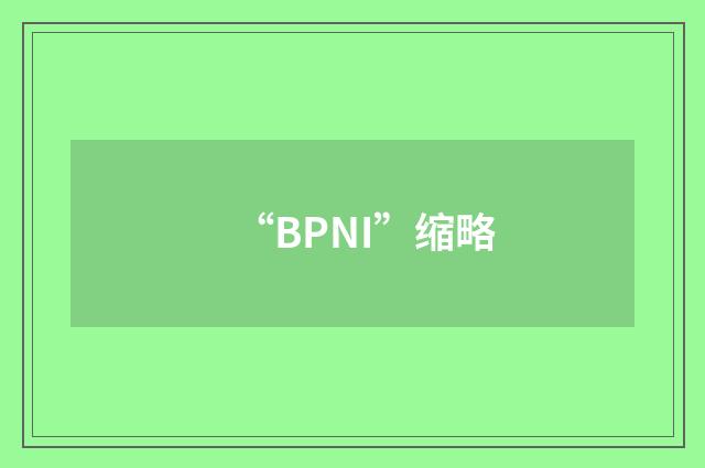 “BPNI”缩略