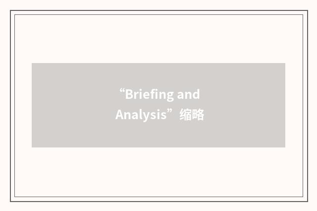 “Briefing and Analysis”缩略