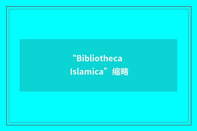 “Bibliotheca Islamica”缩略