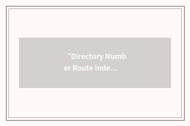 “Directory Number Route Index”缩略