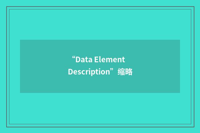 “Data Element Description”缩略